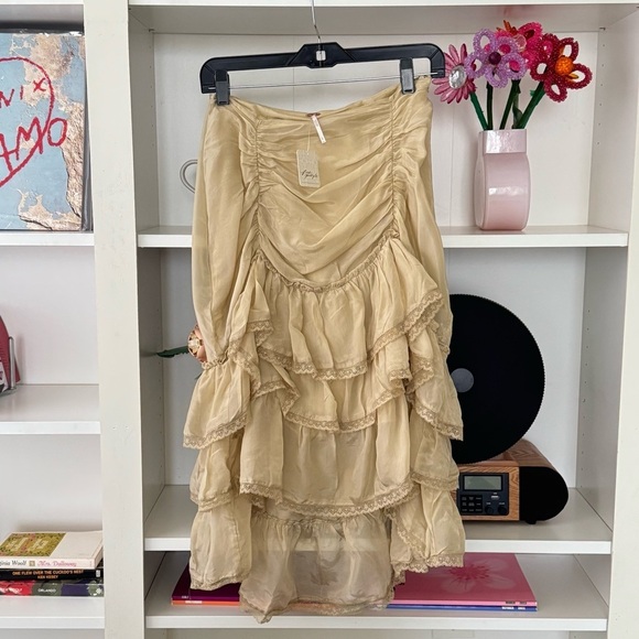 NWT FREE PEOPLE Calliope Ruffle Midi Skirt - Picture 7 of 10